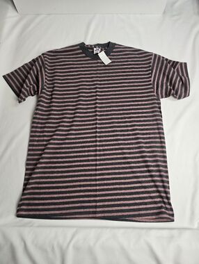 New Vintage 90s Tee Jays Striped Shirt Mens XL Made in USA Tshirt